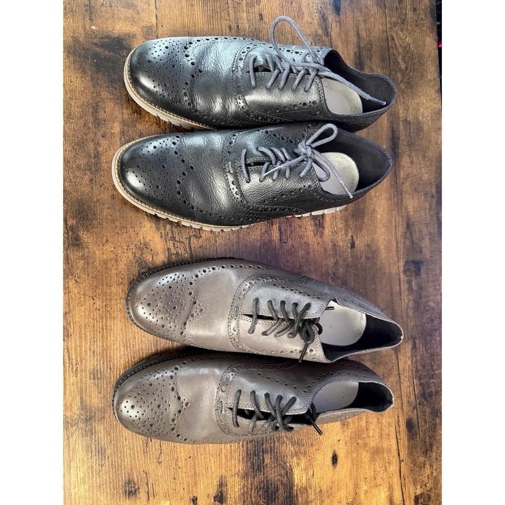 2 Pair - COLE HAAN ZeroGrand Oxfords Mens 9.5 Leather Wingtip Shoes